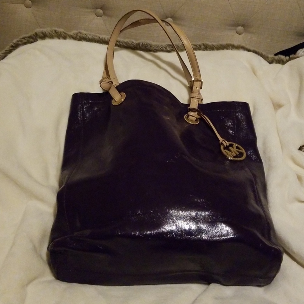 Michael Kors Purple Leather Tote Bag